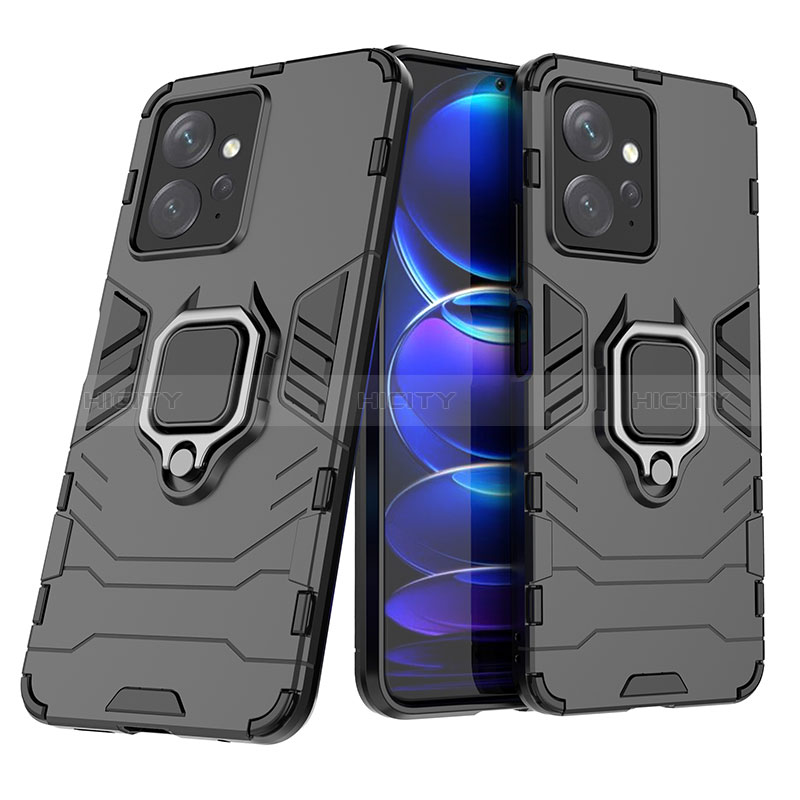 Funda Bumper Silicona y Plastico Mate Carcasa con Magnetico Anillo de dedo Soporte KC1 para Xiaomi Redmi Note 12 4G