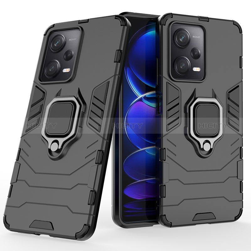 Funda Bumper Silicona y Plastico Mate Carcasa con Magnetico Anillo de dedo Soporte KC1 para Xiaomi Redmi Note 12 Pro 5G