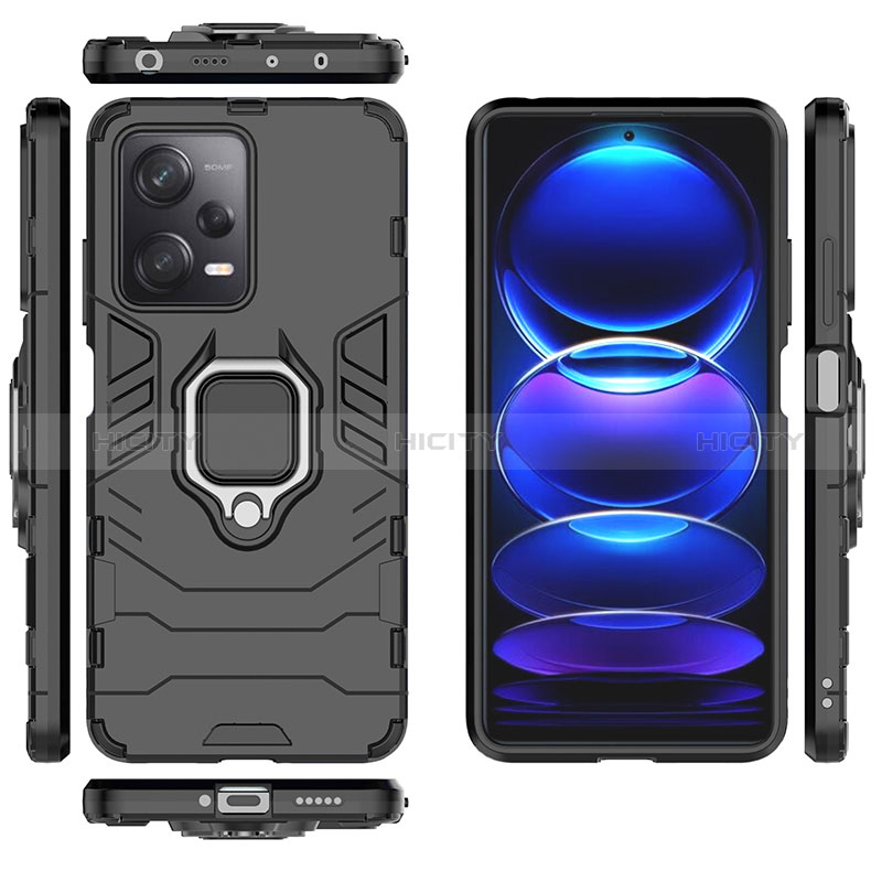 Funda Bumper Silicona y Plastico Mate Carcasa con Magnetico Anillo de dedo Soporte KC1 para Xiaomi Redmi Note 12 Pro 5G