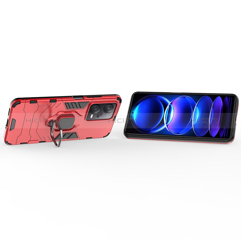 Funda Bumper Silicona y Plastico Mate Carcasa con Magnetico Anillo de dedo Soporte KC1 para Xiaomi Redmi Note 12 Pro 5G