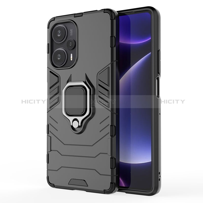 Funda Bumper Silicona y Plastico Mate Carcasa con Magnetico Anillo de dedo Soporte KC1 para Xiaomi Redmi Note 12 Turbo 5G