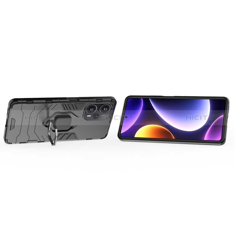 Funda Bumper Silicona y Plastico Mate Carcasa con Magnetico Anillo de dedo Soporte KC1 para Xiaomi Redmi Note 12 Turbo 5G