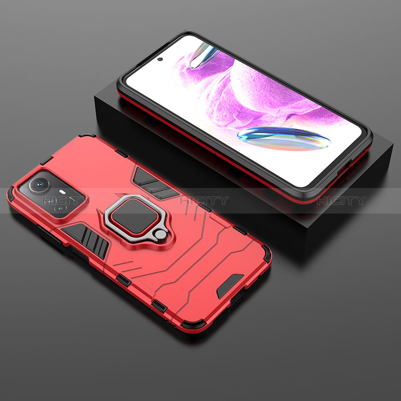 Funda Bumper Silicona y Plastico Mate Carcasa con Magnetico Anillo de dedo Soporte KC1 para Xiaomi Redmi Note 12S