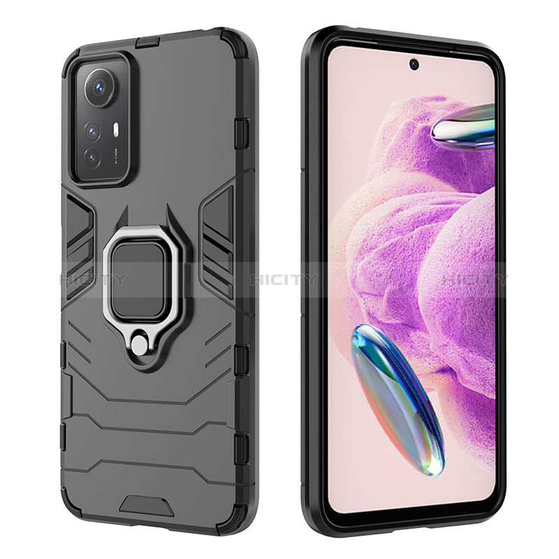 Funda Bumper Silicona y Plastico Mate Carcasa con Magnetico Anillo de dedo Soporte KC1 para Xiaomi Redmi Note 12S