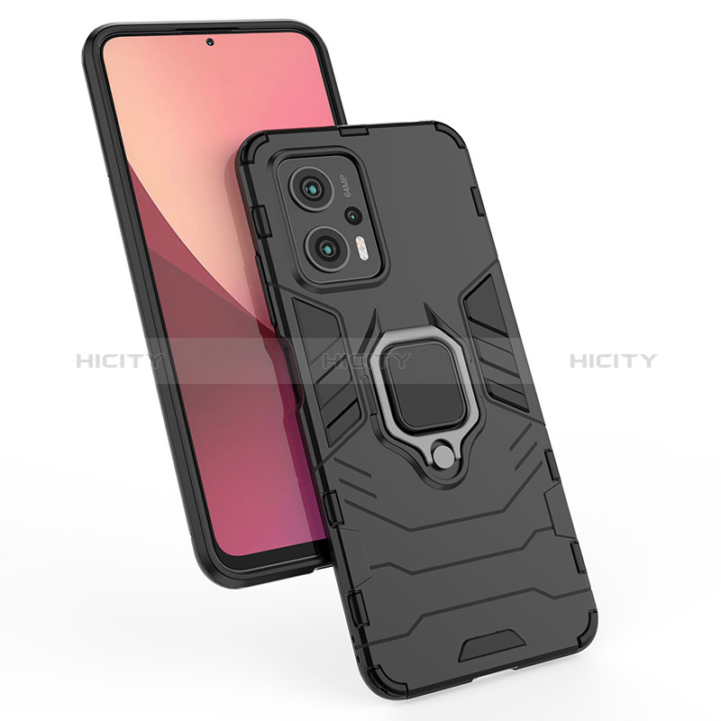 Funda Bumper Silicona y Plastico Mate Carcasa con Magnetico Anillo de dedo Soporte KC1 para Xiaomi Redmi Note 12T Pro 5G