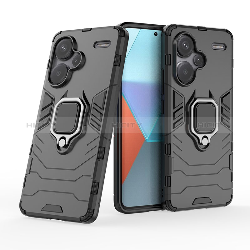 Funda Bumper Silicona y Plastico Mate Carcasa con Magnetico Anillo de dedo Soporte KC1 para Xiaomi Redmi Note 13 Pro+ Plus 5G