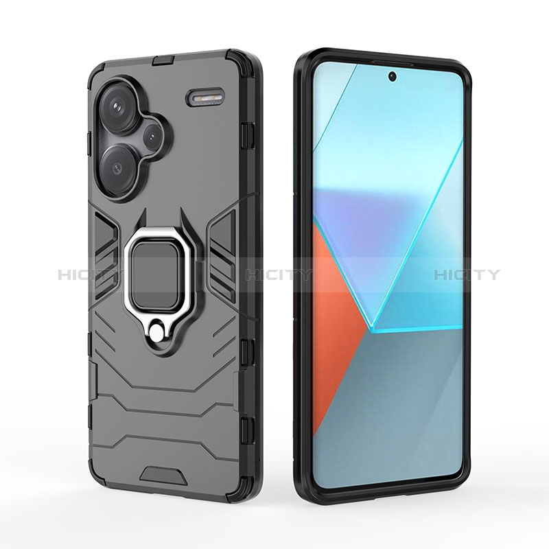 Funda Bumper Silicona y Plastico Mate Carcasa con Magnetico Anillo de dedo Soporte KC1 para Xiaomi Redmi Note 13 Pro+ Plus 5G