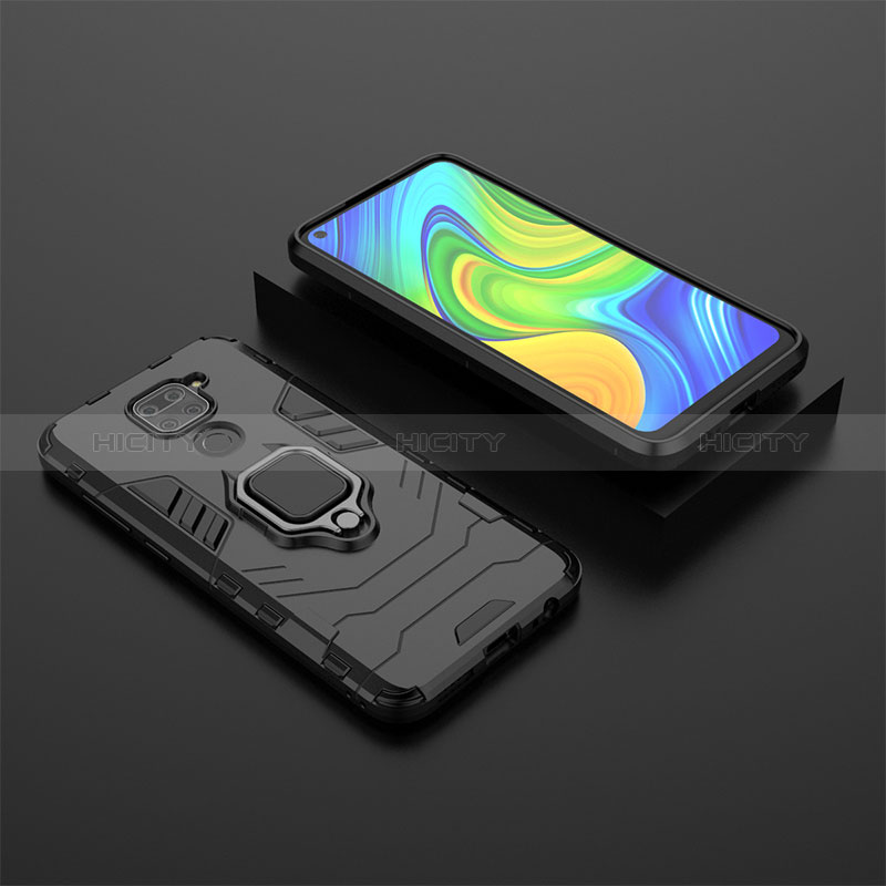 Funda Bumper Silicona y Plastico Mate Carcasa con Magnetico Anillo de dedo Soporte KC1 para Xiaomi Redmi Note 9