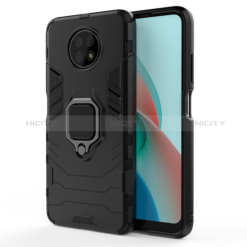 Funda Bumper Silicona y Plastico Mate Carcasa con Magnetico Anillo de dedo Soporte KC1 para Xiaomi Redmi Note 9 5G