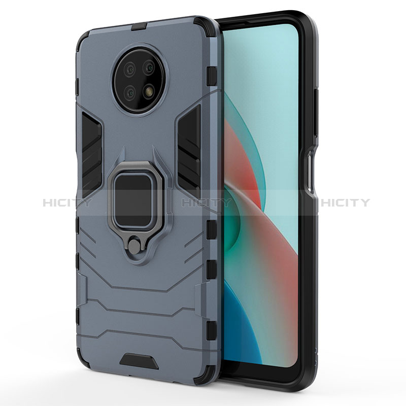 Funda Bumper Silicona y Plastico Mate Carcasa con Magnetico Anillo de dedo Soporte KC1 para Xiaomi Redmi Note 9 5G