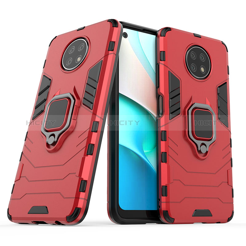 Funda Bumper Silicona y Plastico Mate Carcasa con Magnetico Anillo de dedo Soporte KC1 para Xiaomi Redmi Note 9 5G