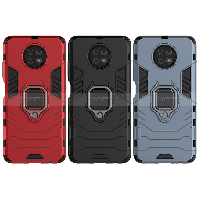 Funda Bumper Silicona y Plastico Mate Carcasa con Magnetico Anillo de dedo Soporte KC1 para Xiaomi Redmi Note 9 5G