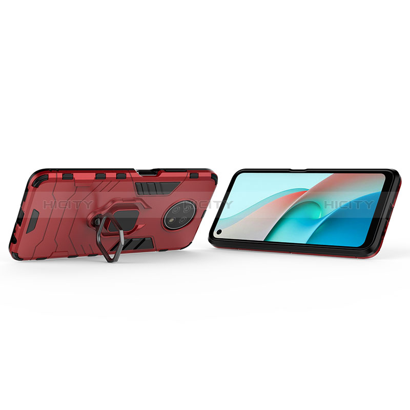 Funda Bumper Silicona y Plastico Mate Carcasa con Magnetico Anillo de dedo Soporte KC1 para Xiaomi Redmi Note 9 5G