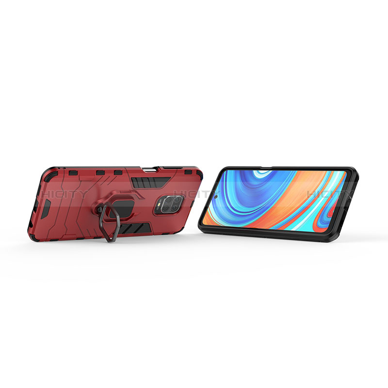 Funda Bumper Silicona y Plastico Mate Carcasa con Magnetico Anillo de dedo Soporte KC1 para Xiaomi Redmi Note 9S