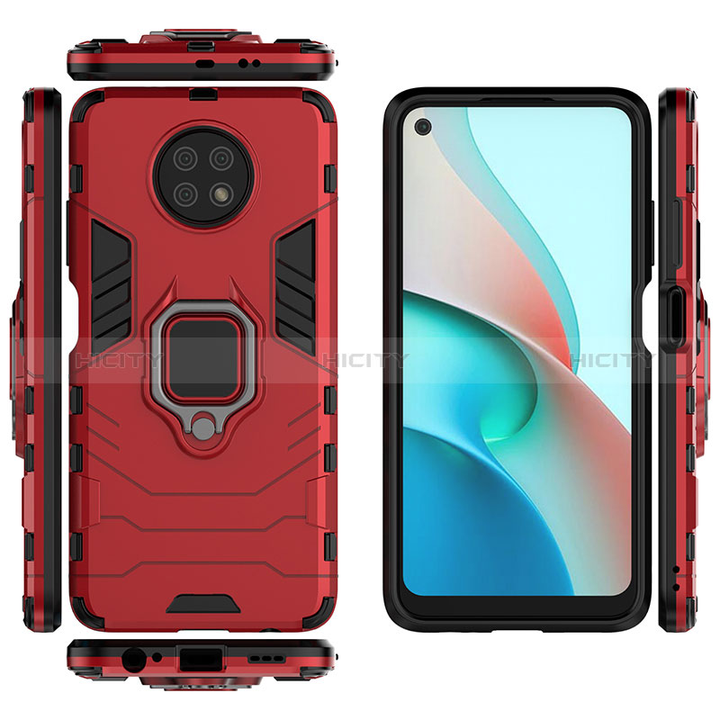 Funda Bumper Silicona y Plastico Mate Carcasa con Magnetico Anillo de dedo Soporte KC1 para Xiaomi Redmi Note 9T 5G