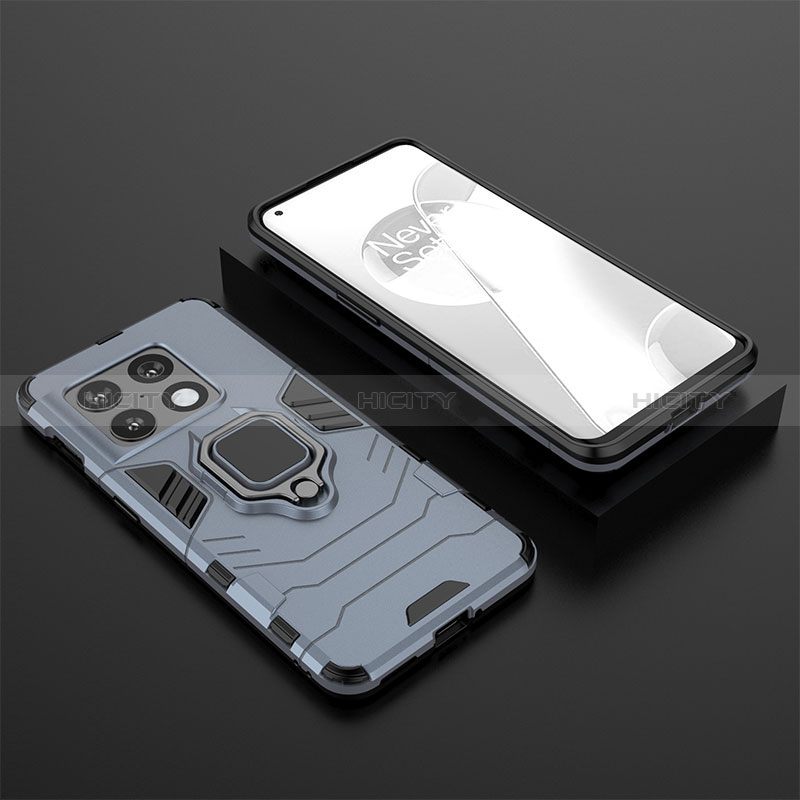 Funda Bumper Silicona y Plastico Mate Carcasa con Magnetico Anillo de dedo Soporte KC2 para OnePlus 10 Pro 5G