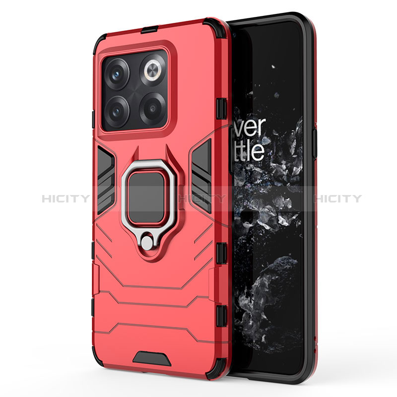 Funda Bumper Silicona y Plastico Mate Carcasa con Magnetico Anillo de dedo Soporte KC2 para OnePlus 10T 5G