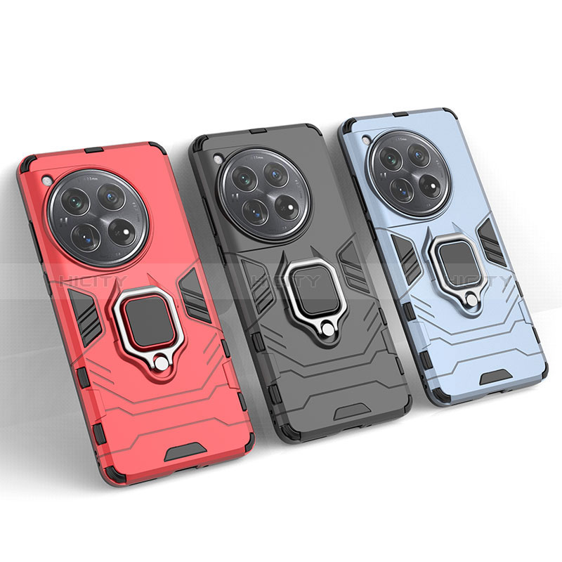 Funda Bumper Silicona y Plastico Mate Carcasa con Magnetico Anillo de dedo Soporte KC2 para OnePlus 12 5G