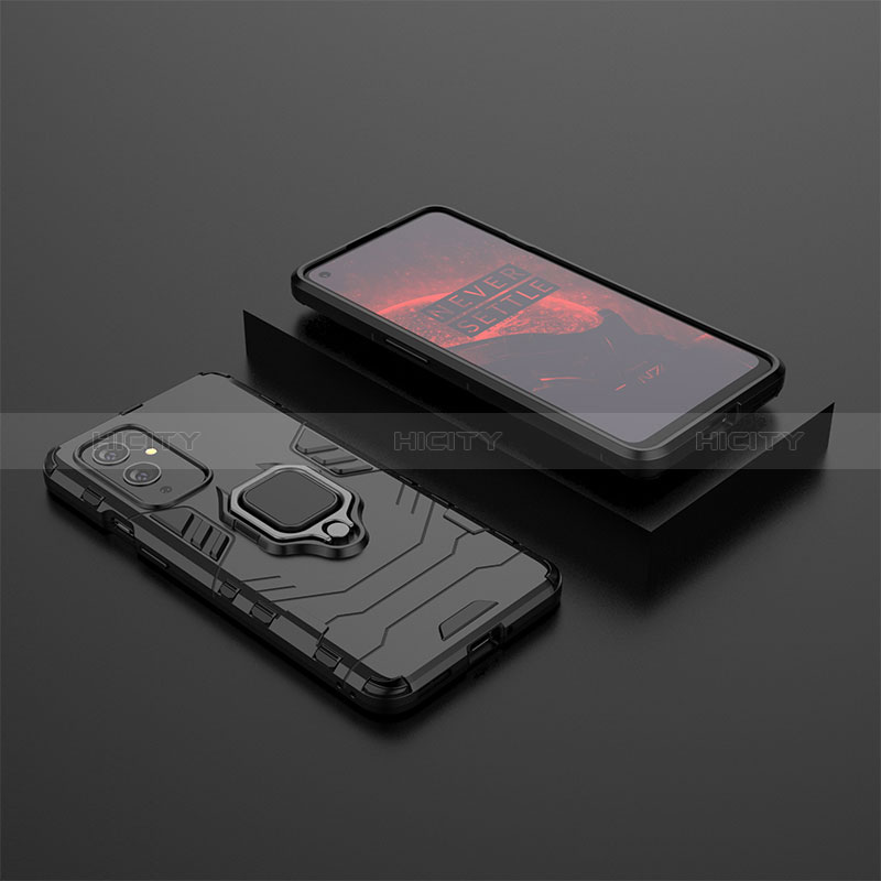 Funda Bumper Silicona y Plastico Mate Carcasa con Magnetico Anillo de dedo Soporte KC2 para OnePlus 9 5G