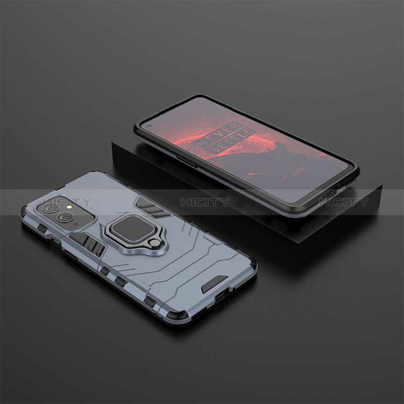 Funda Bumper Silicona y Plastico Mate Carcasa con Magnetico Anillo de dedo Soporte KC2 para OnePlus 9 5G