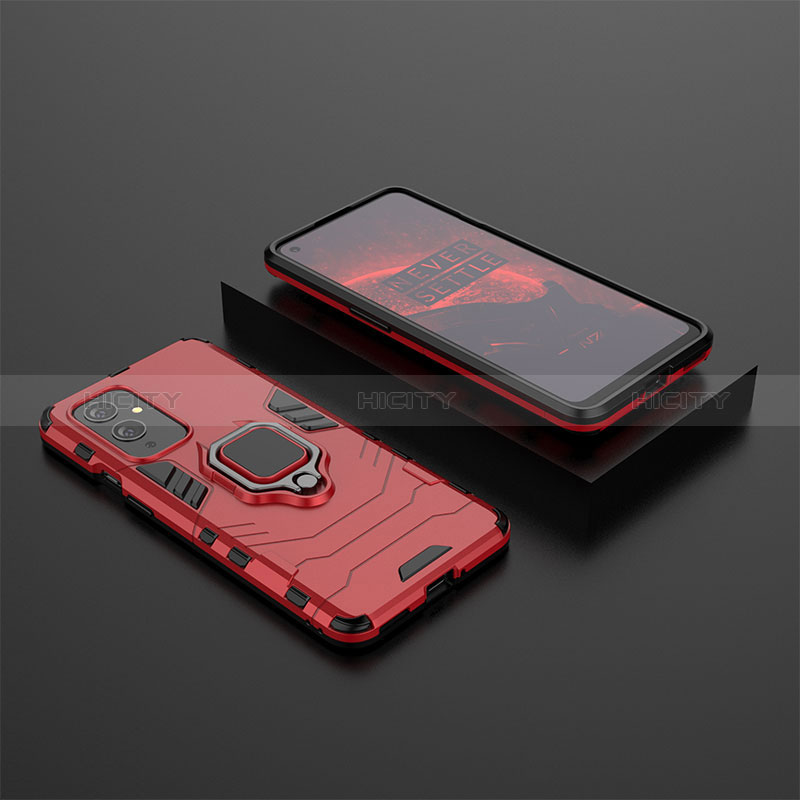 Funda Bumper Silicona y Plastico Mate Carcasa con Magnetico Anillo de dedo Soporte KC2 para OnePlus 9 5G