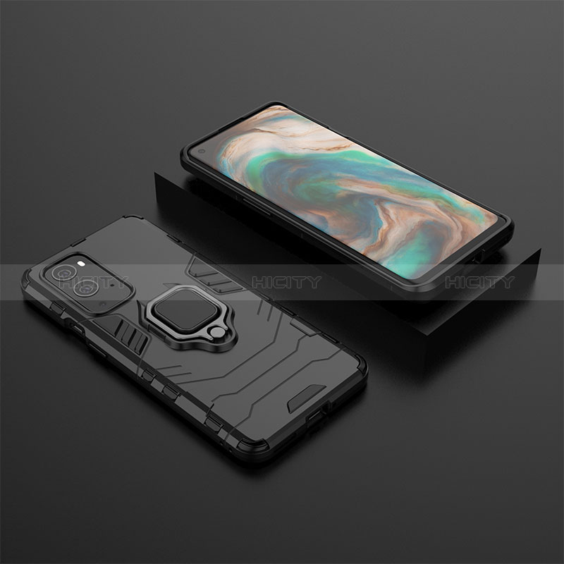 Funda Bumper Silicona y Plastico Mate Carcasa con Magnetico Anillo de dedo Soporte KC2 para OnePlus 9 Pro 5G