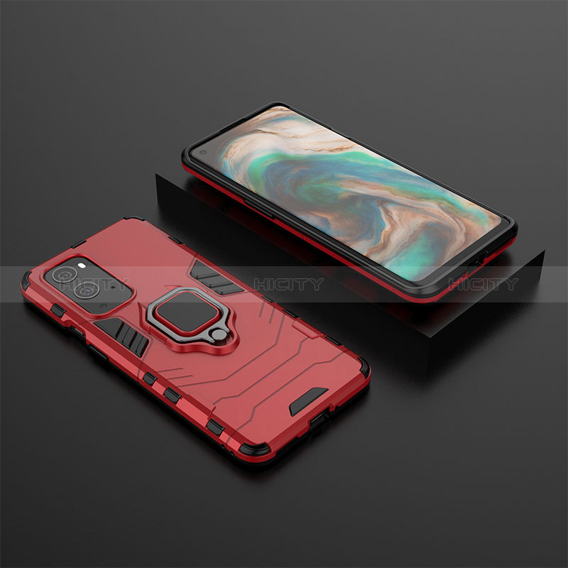 Funda Bumper Silicona y Plastico Mate Carcasa con Magnetico Anillo de dedo Soporte KC2 para OnePlus 9 Pro 5G