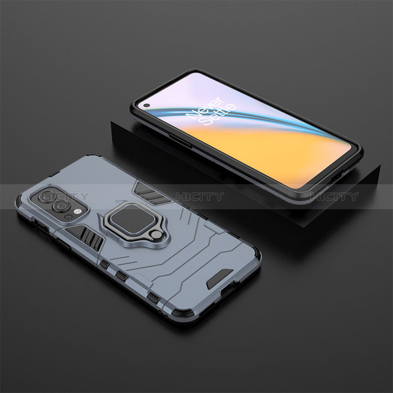 Funda Bumper Silicona y Plastico Mate Carcasa con Magnetico Anillo de dedo Soporte KC2 para OnePlus Nord 2 5G