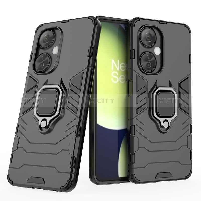 Funda Bumper Silicona y Plastico Mate Carcasa con Magnetico Anillo de dedo Soporte KC2 para OnePlus Nord CE 3 5G