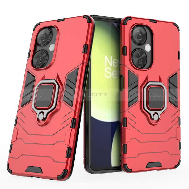 Funda Bumper Silicona y Plastico Mate Carcasa con Magnetico Anillo de dedo Soporte KC2 para OnePlus Nord CE 3 5G