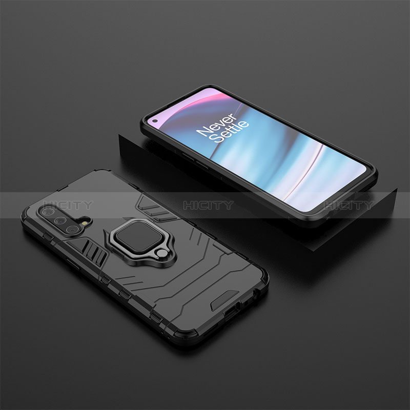 Funda Bumper Silicona y Plastico Mate Carcasa con Magnetico Anillo de dedo Soporte KC2 para OnePlus Nord CE 5G