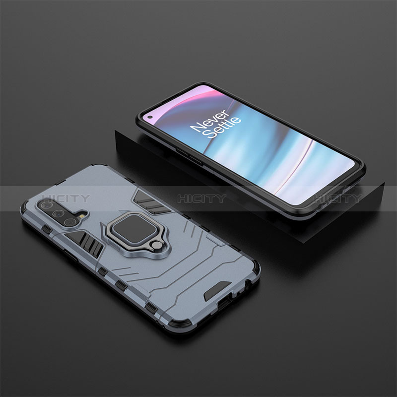 Funda Bumper Silicona y Plastico Mate Carcasa con Magnetico Anillo de dedo Soporte KC2 para OnePlus Nord CE 5G