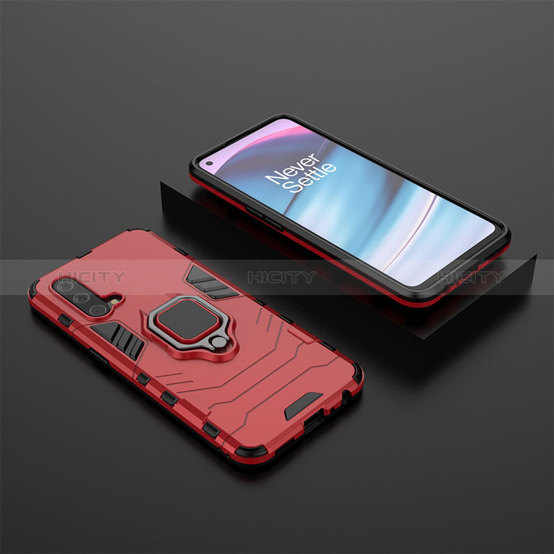 Funda Bumper Silicona y Plastico Mate Carcasa con Magnetico Anillo de dedo Soporte KC2 para OnePlus Nord CE 5G