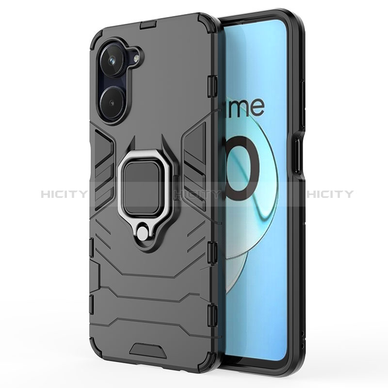 Funda Bumper Silicona y Plastico Mate Carcasa con Magnetico Anillo de dedo Soporte KC2 para Realme 10 4G