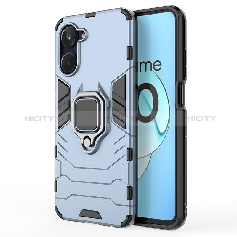 Funda Bumper Silicona y Plastico Mate Carcasa con Magnetico Anillo de dedo Soporte KC2 para Realme 10 4G