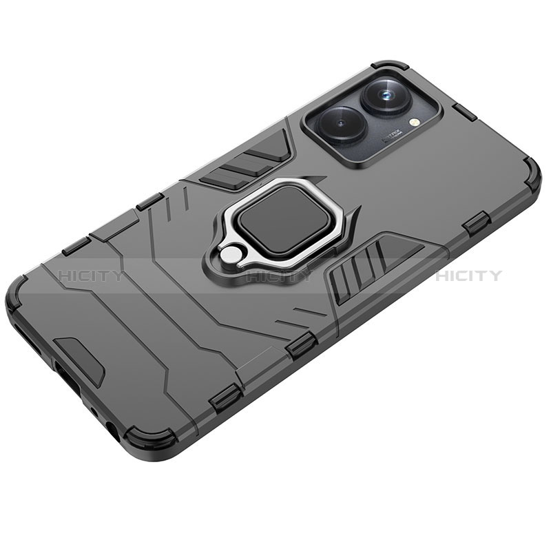 Funda Bumper Silicona y Plastico Mate Carcasa con Magnetico Anillo de dedo Soporte KC2 para Realme 10 Pro 5G