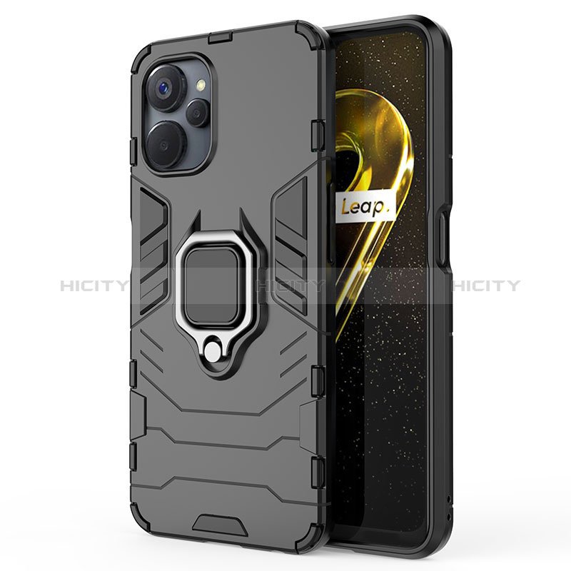 Funda Bumper Silicona y Plastico Mate Carcasa con Magnetico Anillo de dedo Soporte KC2 para Realme 10T 5G