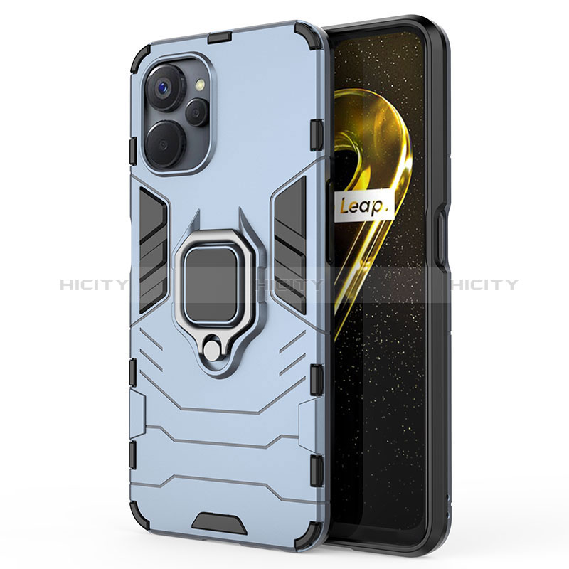 Funda Bumper Silicona y Plastico Mate Carcasa con Magnetico Anillo de dedo Soporte KC2 para Realme 10T 5G