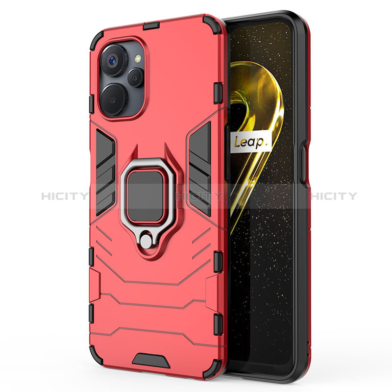 Funda Bumper Silicona y Plastico Mate Carcasa con Magnetico Anillo de dedo Soporte KC2 para Realme 10T 5G