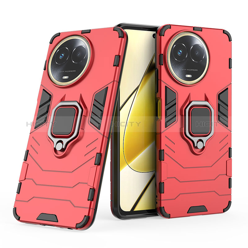 Funda Bumper Silicona y Plastico Mate Carcasa con Magnetico Anillo de dedo Soporte KC2 para Realme V50s 5G