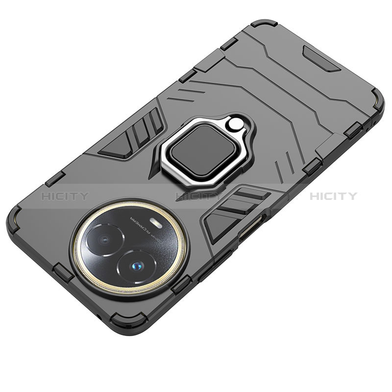 Funda Bumper Silicona y Plastico Mate Carcasa con Magnetico Anillo de dedo Soporte KC2 para Realme V50s 5G