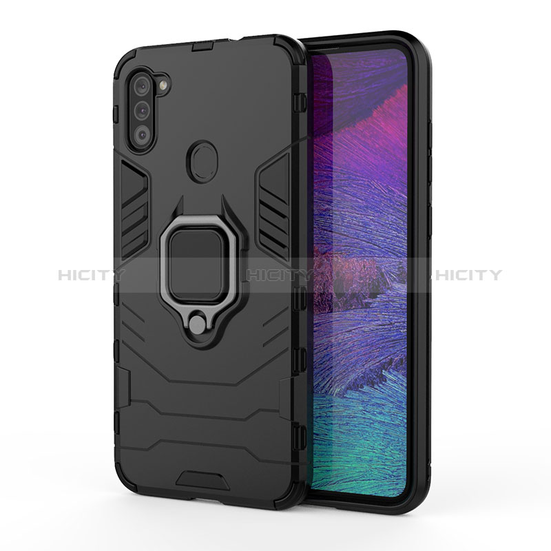 Funda Bumper Silicona y Plastico Mate Carcasa con Magnetico Anillo de dedo Soporte KC2 para Samsung Galaxy A11