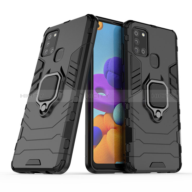 Funda Bumper Silicona y Plastico Mate Carcasa con Magnetico Anillo de dedo Soporte KC2 para Samsung Galaxy A21s