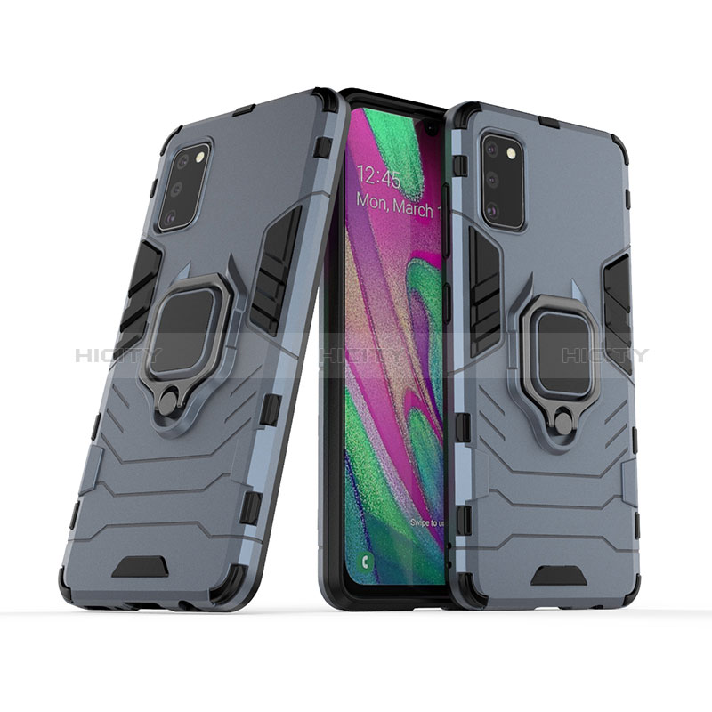 Funda Bumper Silicona y Plastico Mate Carcasa con Magnetico Anillo de dedo Soporte KC2 para Samsung Galaxy A41 Azul