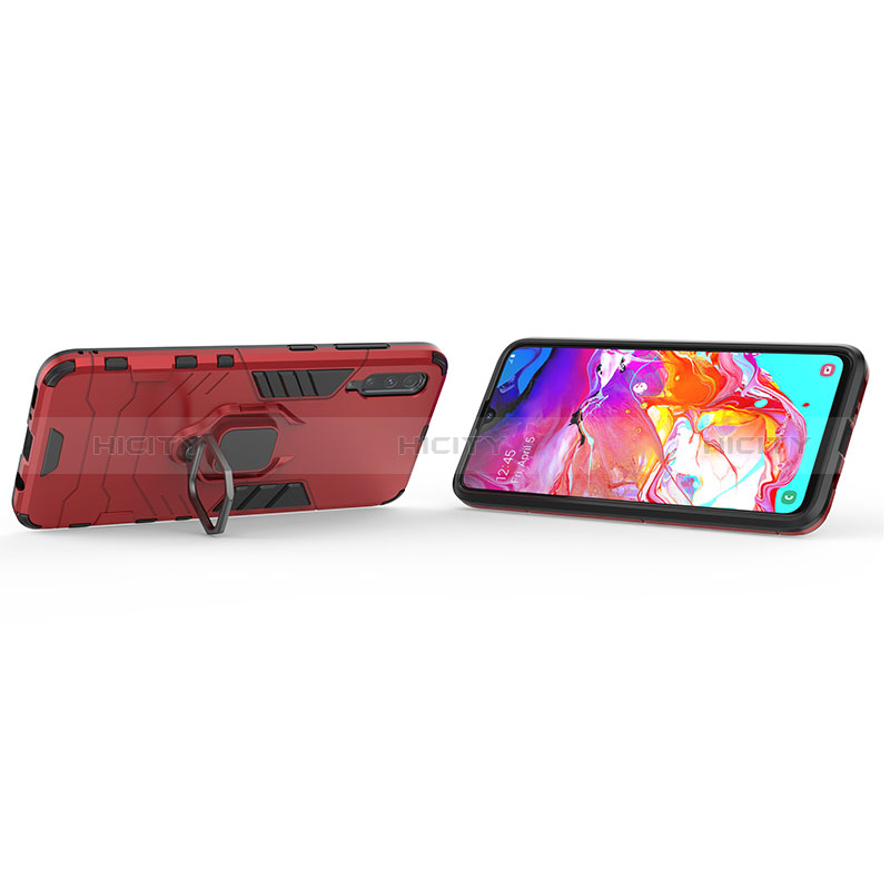 Funda Bumper Silicona y Plastico Mate Carcasa con Magnetico Anillo de dedo Soporte KC2 para Samsung Galaxy A70S