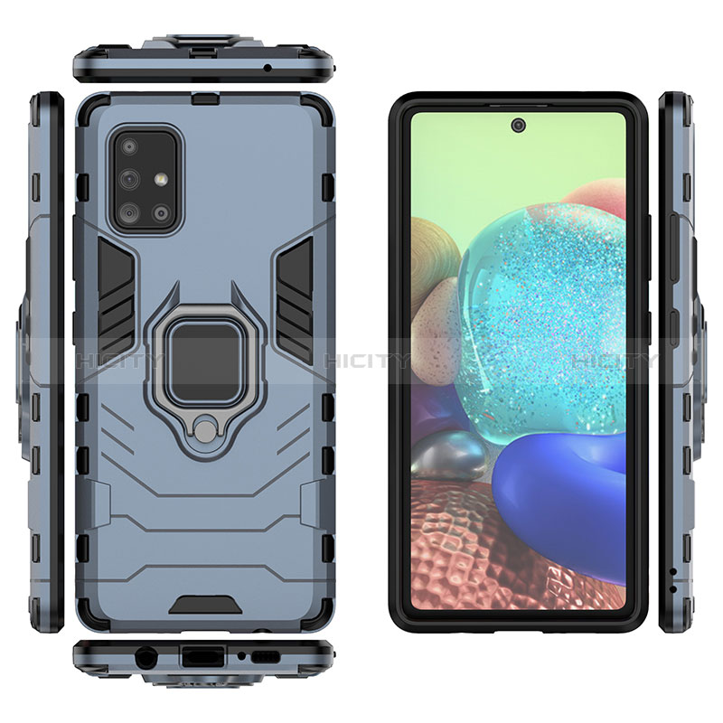 Funda Bumper Silicona y Plastico Mate Carcasa con Magnetico Anillo de dedo Soporte KC2 para Samsung Galaxy A71 4G A715