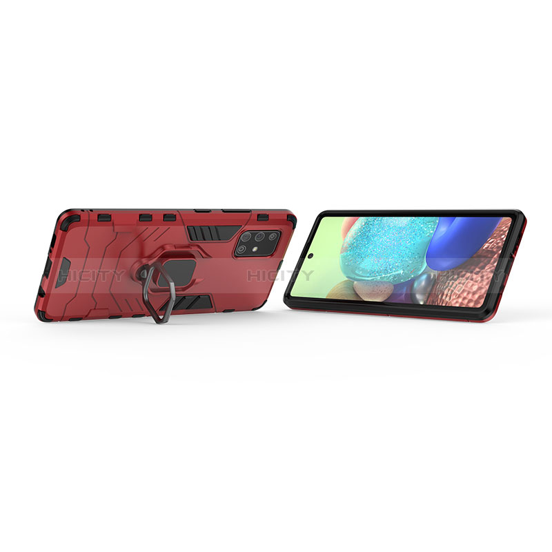 Funda Bumper Silicona y Plastico Mate Carcasa con Magnetico Anillo de dedo Soporte KC2 para Samsung Galaxy A71 4G A715