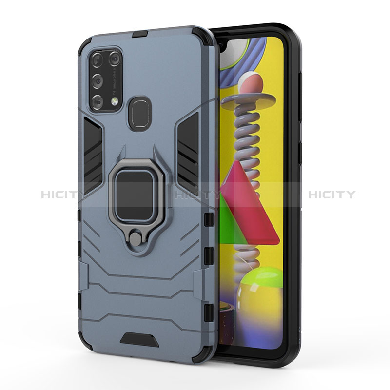 Funda Bumper Silicona y Plastico Mate Carcasa con Magnetico Anillo de dedo Soporte KC2 para Samsung Galaxy M21s