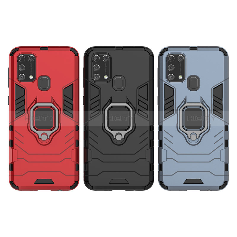 Funda Bumper Silicona y Plastico Mate Carcasa con Magnetico Anillo de dedo Soporte KC2 para Samsung Galaxy M31 Prime Edition