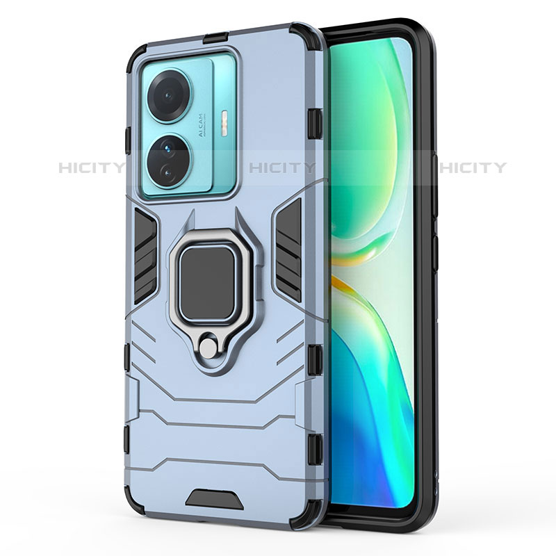 Funda Bumper Silicona y Plastico Mate Carcasa con Magnetico Anillo de dedo Soporte KC2 para Vivo iQOO Z6 Pro 5G